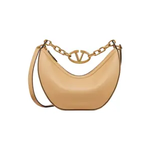 Small VLogo Moon Hobo Bag In Leather With Chain