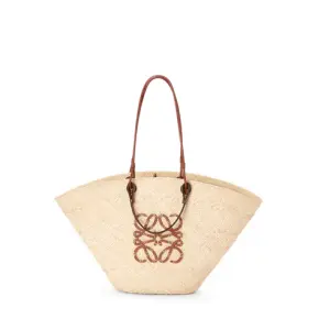 Large Anagram Basket Bag In Iraca Palm And Calfskin