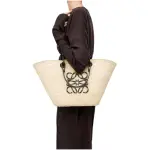 Anagram Basket Bag In Iraca Palm And Calfskin