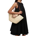Anagram Basket Bag In Iraca Palm And Calfskin