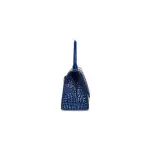 Women's Hourglass Small Handbag Crocodile Embossed In Navy