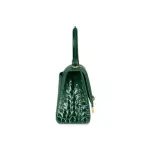 Women's Hourglass Xs Handbag Crocodile Embossed In Forest Green