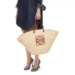 Large Anagram Basket Bag In Iraca Palm And Calfskin