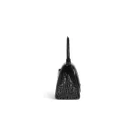 Women's Hourglass Small Handbag Crocodile Embossed In Black