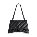 Women's Crush Medium Chain Bag Quilted in Black