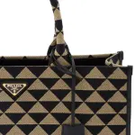 Large Prada Symbole Embroidered Fabric Handbag
