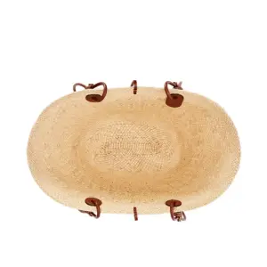 Anagram Basket Bag In Iraca Palm And Calfskin