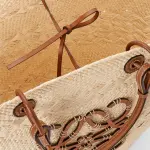 Large Anagram Basket Bag In Iraca Palm And Calfskin
